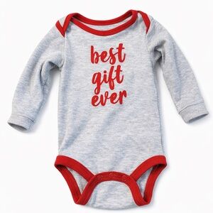 chick pea Gray and Red "Best Gift Ever" Long-Sleeve One-Piece